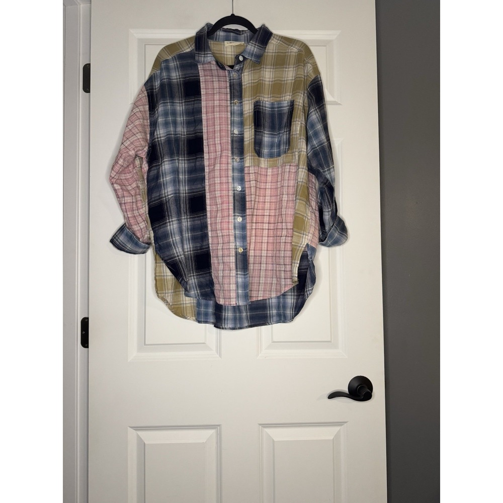 ee : Some Multicolor Button Up Flannel Multi Vertical Stripe Contrast Medium